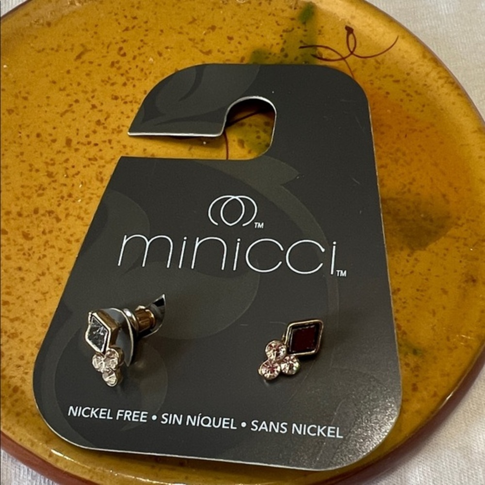 Minicci Silver and Pink Stud Earrings
